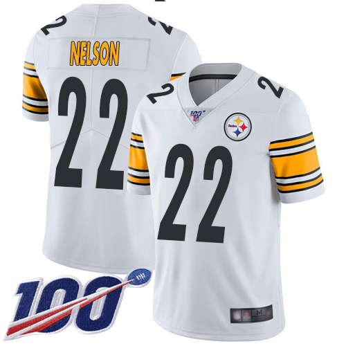 Youth Pittsburgh Steelers Football 22 Limited White Steven Nelson Road 100th Season Vapor Untouchable Nike NFL Jersey